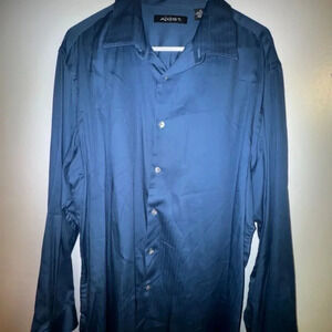 Men’s Axist Long Sleeve Button Down collared‎ dark blue formal Shirt size XL